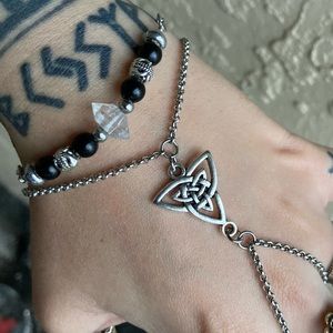 Set of 2 herkimer diamond + celtic knot bracelet